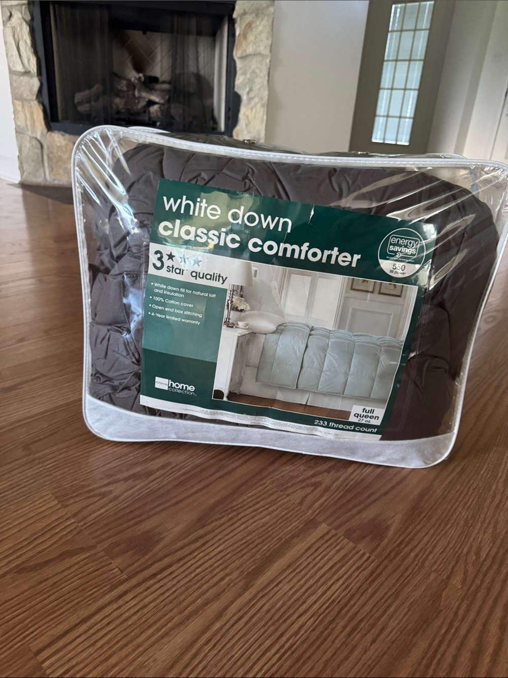 White Down Classic Comforter -Gray